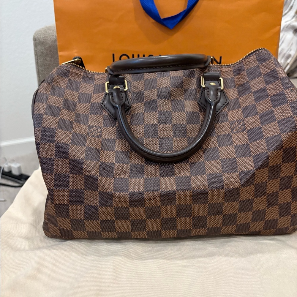 Louis Vuitton Brown and Red Checkered Bag